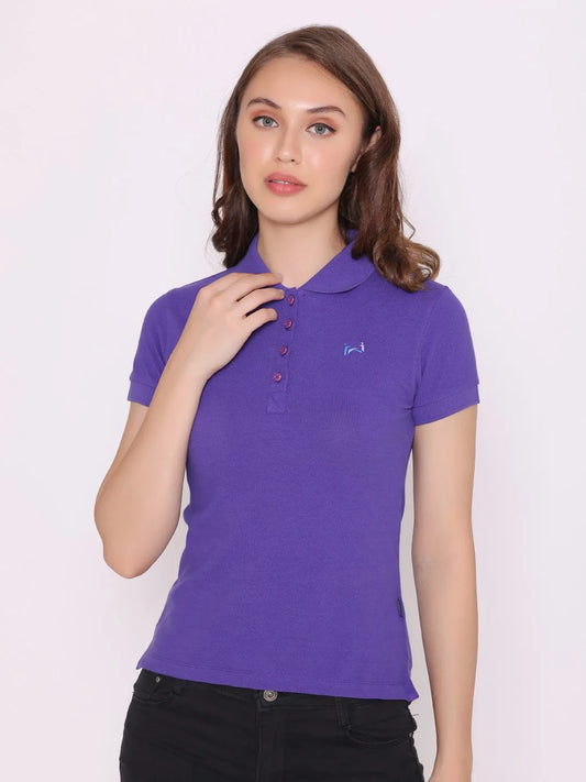 Flawless Women Purple Push Organic Polo T-Shirt Being Flawless