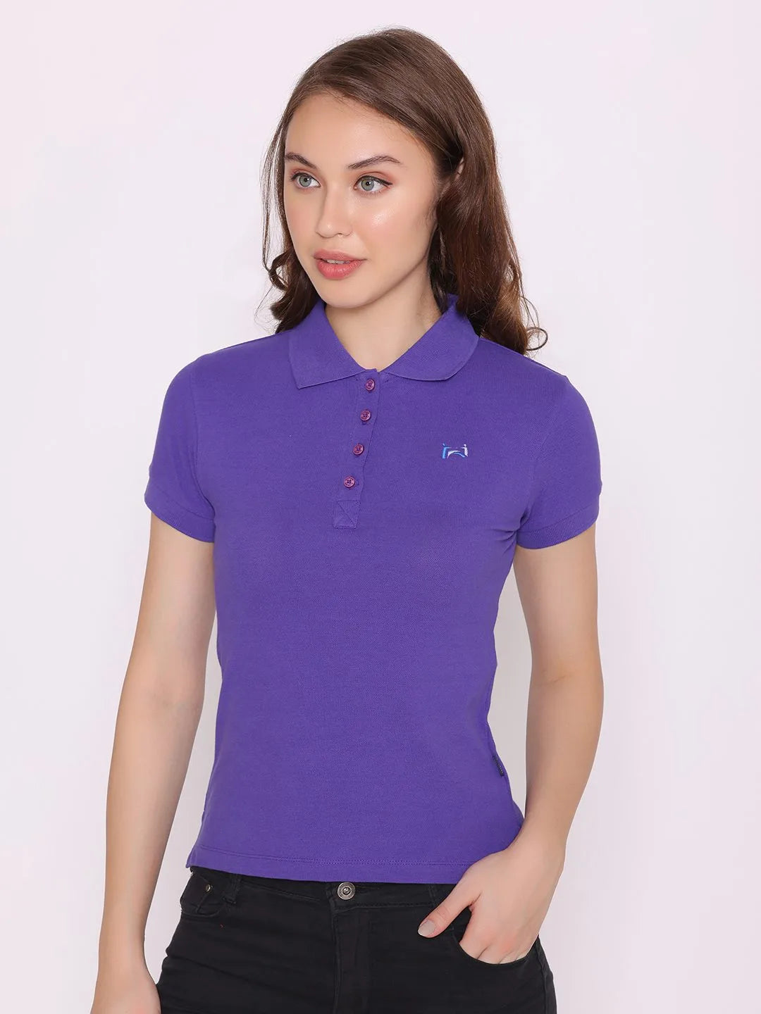 Flawless Women Purple Push Organic Polo T-Shirt Being Flawless