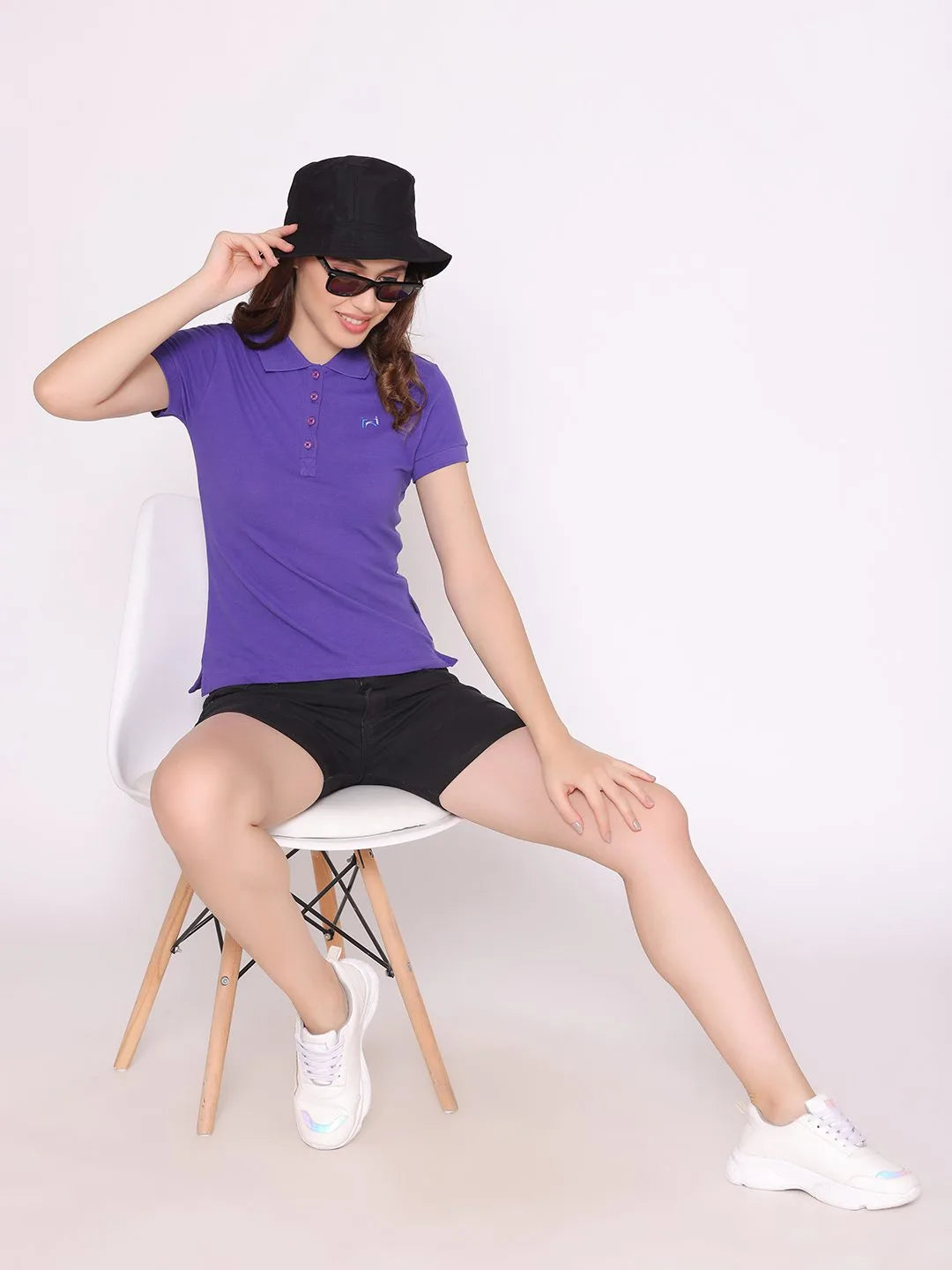 Flawless Women Purple Push Organic Polo T-Shirt Being Flawless