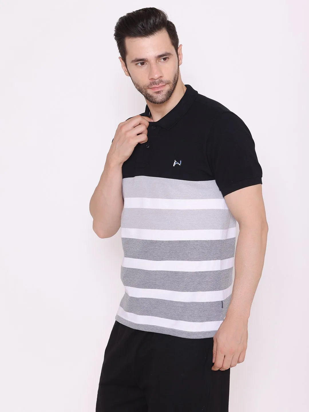 Flawless Men Organic Black Polo T-Shirt | Slate