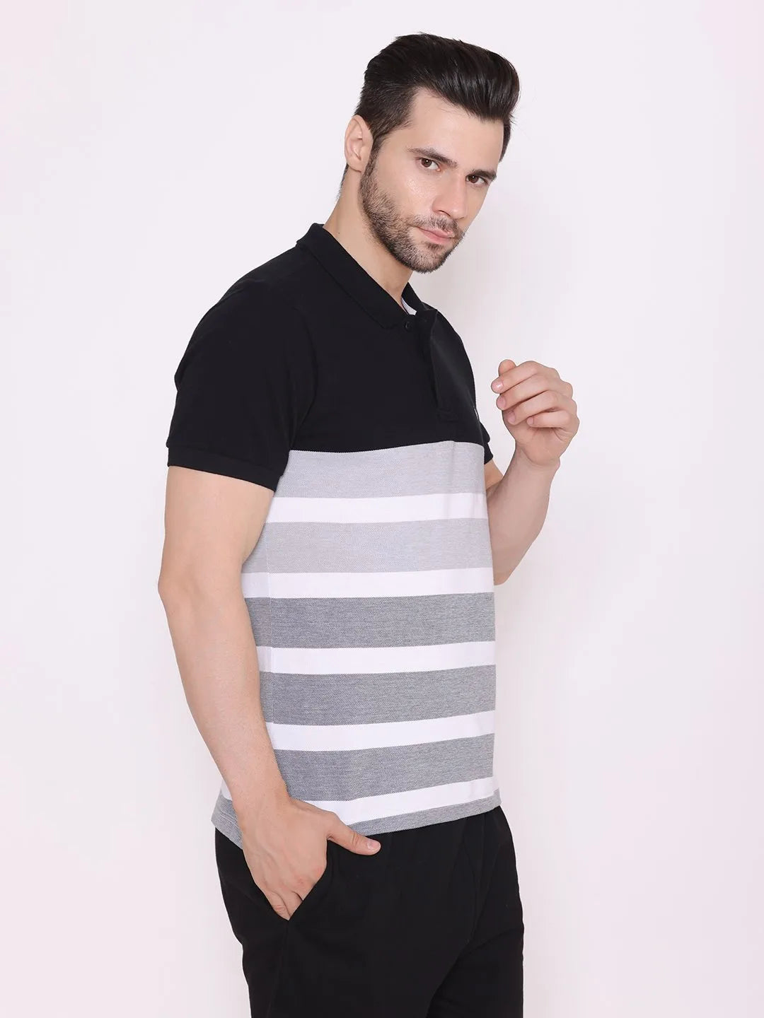 Flawless Men Organic Black Polo T-Shirt | Slate