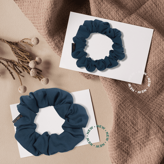 Flawless Soft Polycrepe Scrunchies (Set of 2, Navy) Being Flawless
