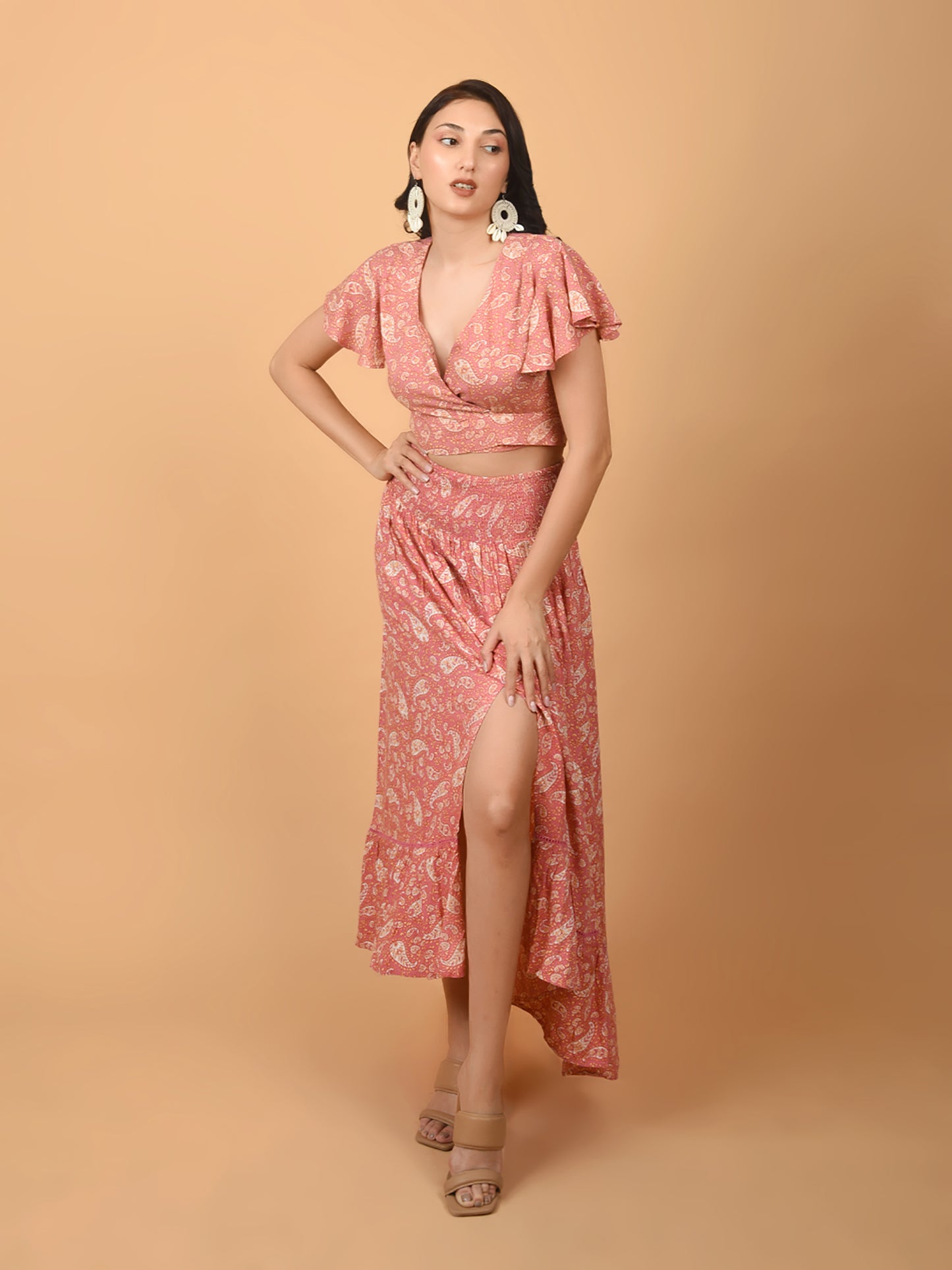 Flawless Women Pink Printed Co-Ord Sets | ROSE