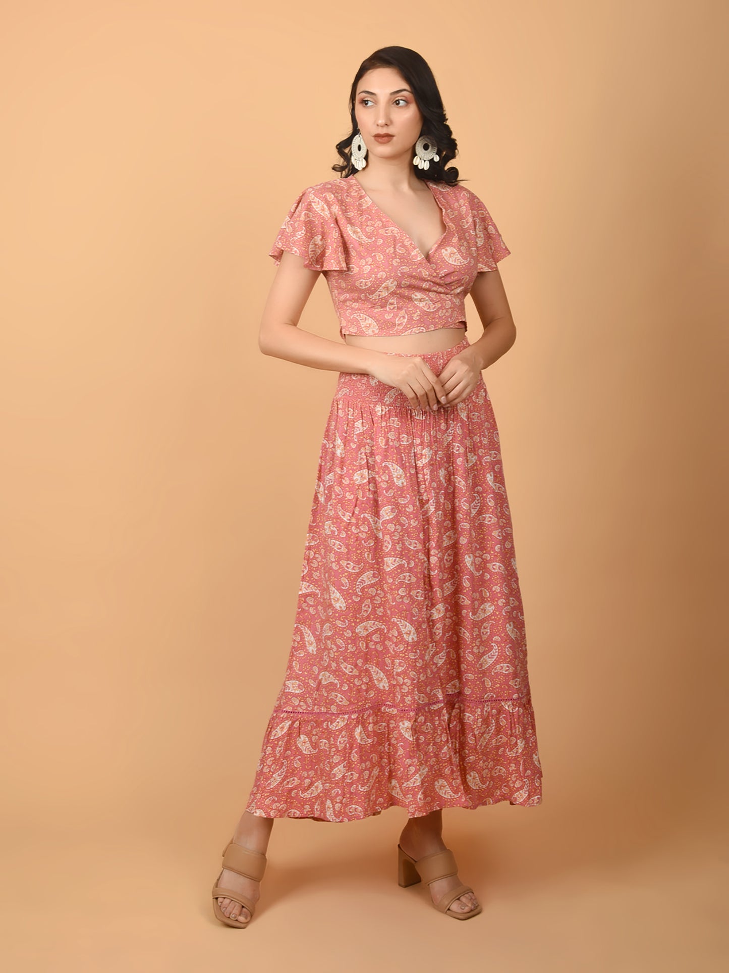Flawless Women Pink Printed Co-Ord Sets | ROSE