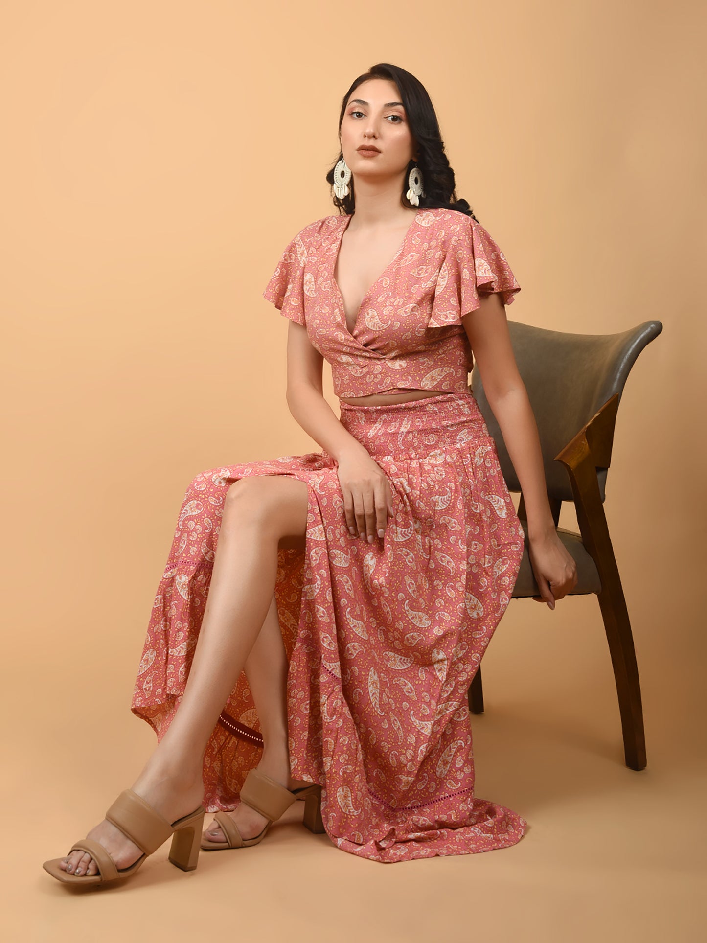 Flawless Women Pink Printed Co-Ord Sets | ROSE