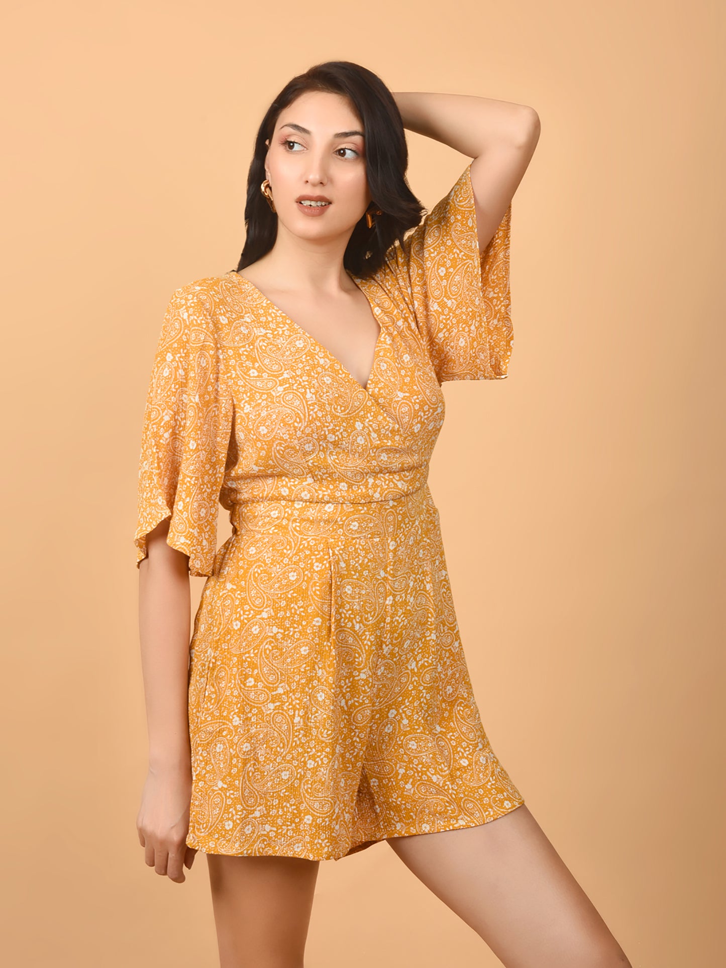 Flawless Mustard Yellow Beach Mini Playsuit For Women | MIA