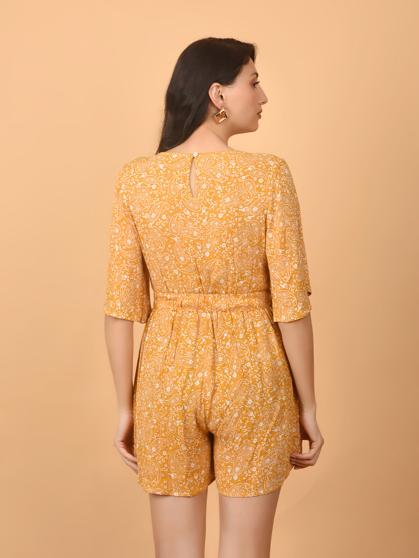 Flawless Mustard Yellow Beach Mini Playsuit For Women | MIA