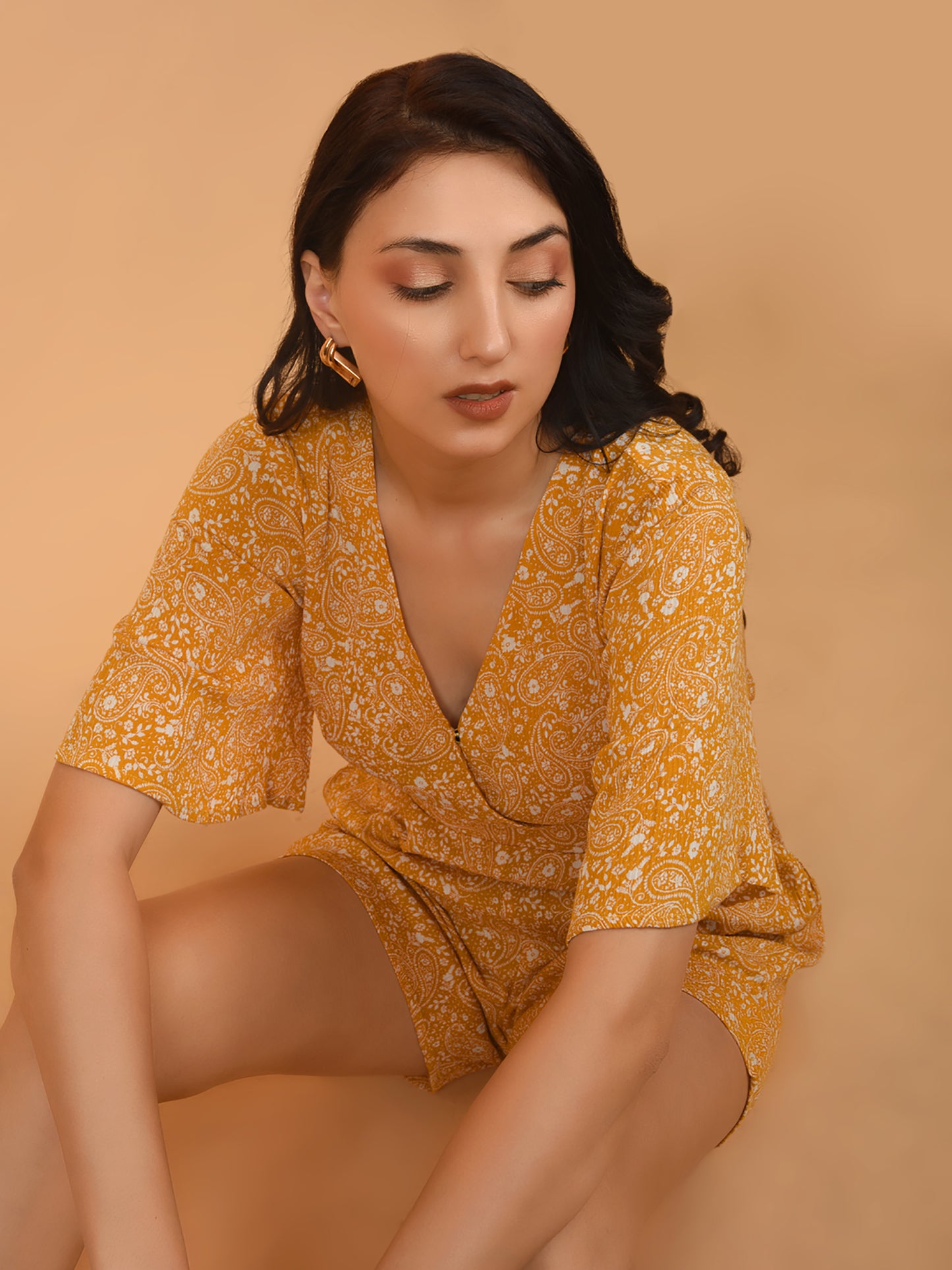 Flawless Mustard Yellow Beach Mini Playsuit For Women | MIA