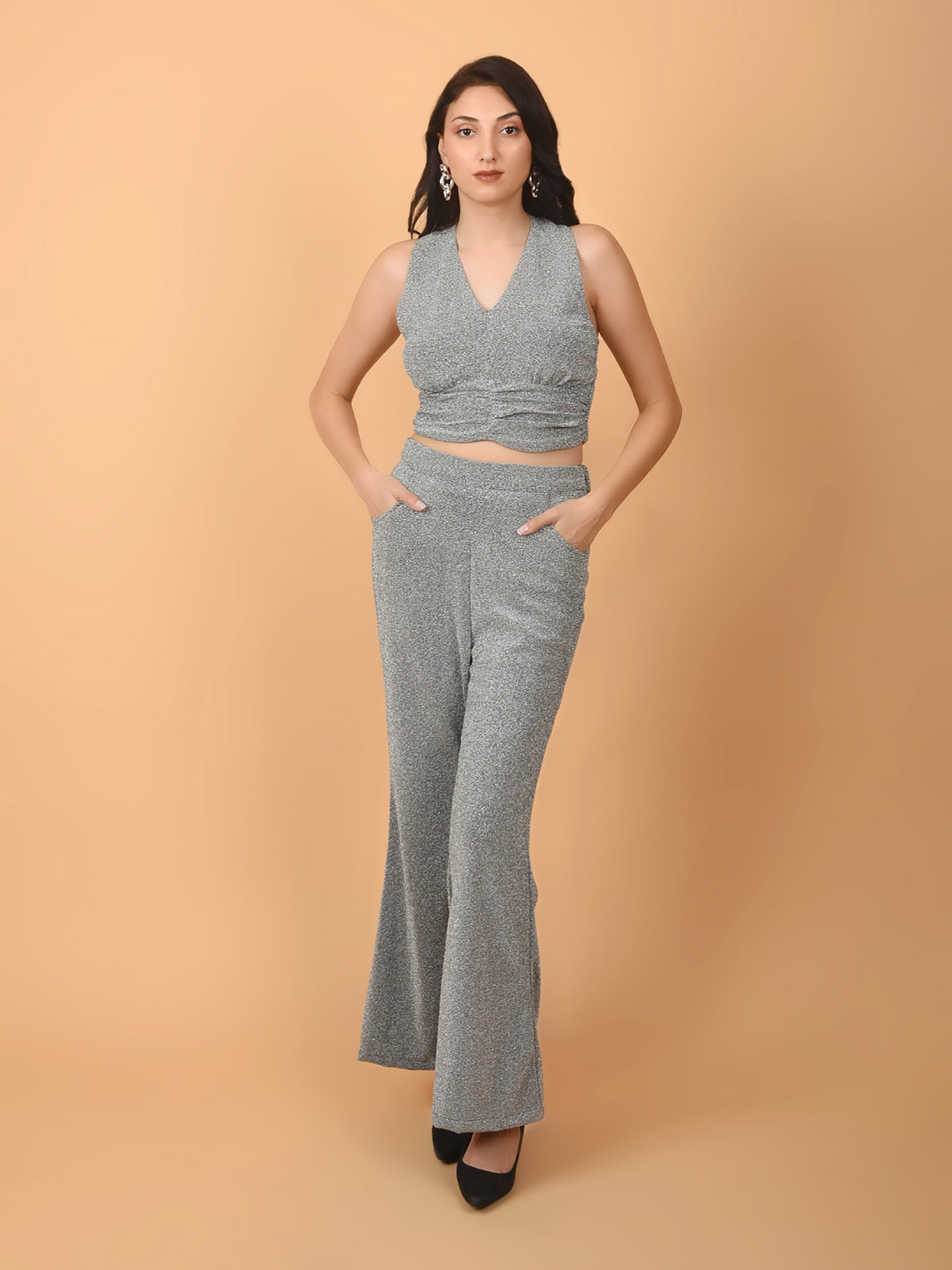 Flawless Women Stylish Silver Co-ord Set | DISC