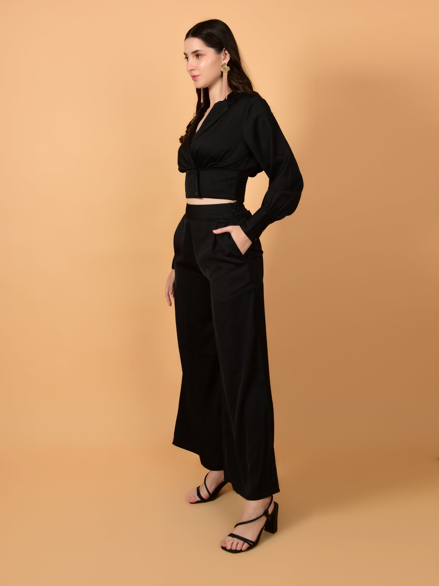 Flawless Women Black Satin Co-Ord Set | DIXI Being Flawless