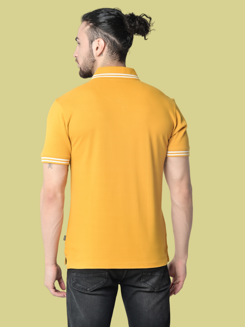 Flawless Steady Mustard Organic Polo T-Shirt Being Flawless
