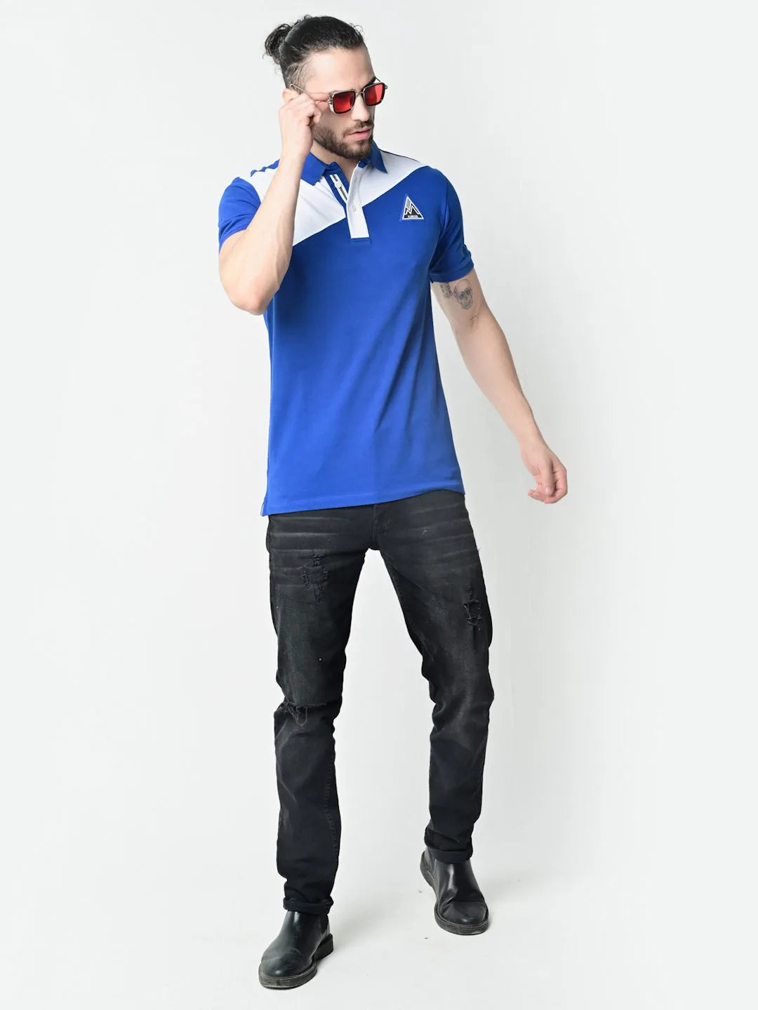 Flawless Men Organic Polo Blue T-Shirt