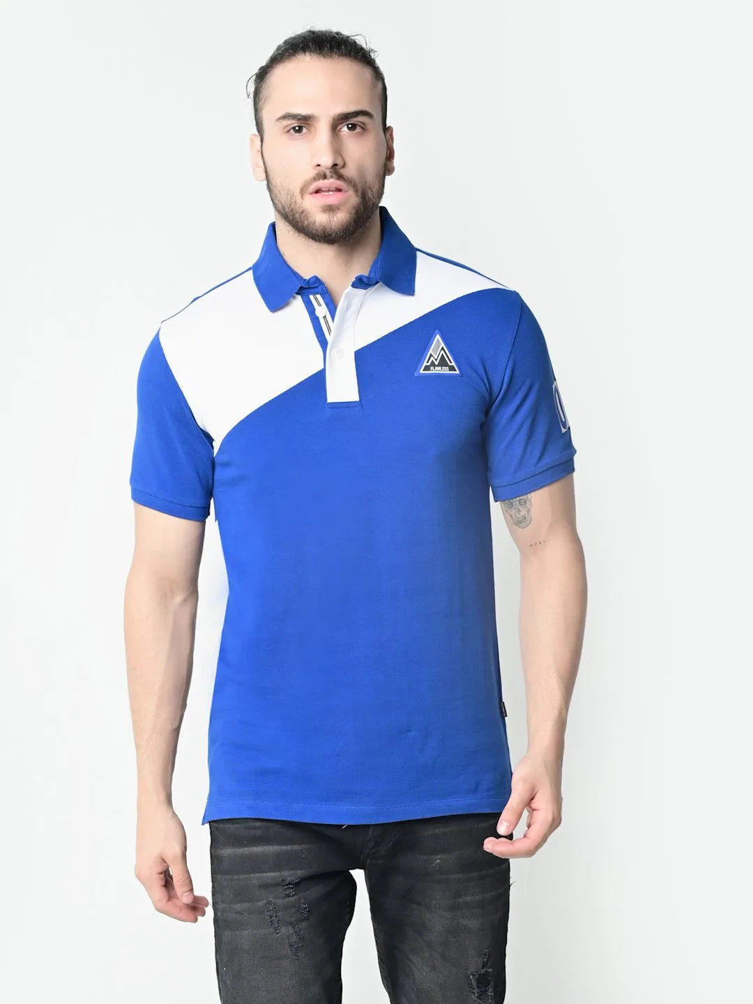 Flawless Men Organic Polo Blue T-Shirt