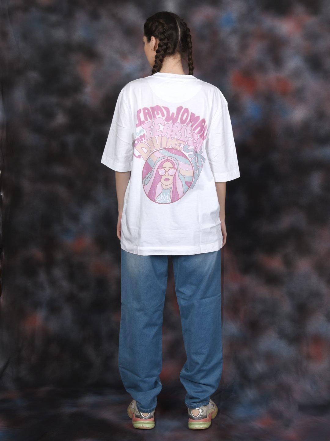 Flawless Women Fearless White Oversized T-Shirt