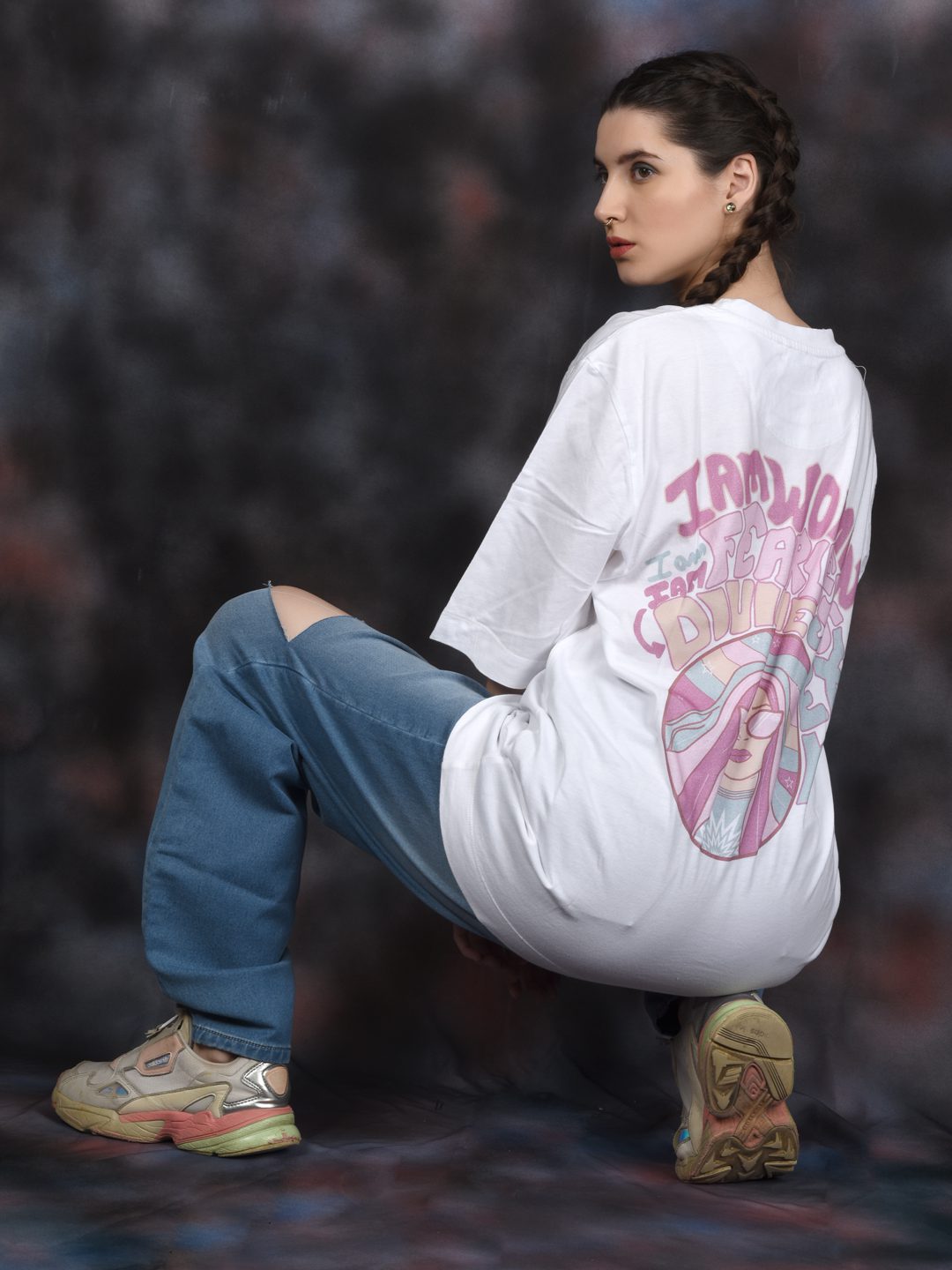 Flawless Women Fearless White Oversized T-Shirt