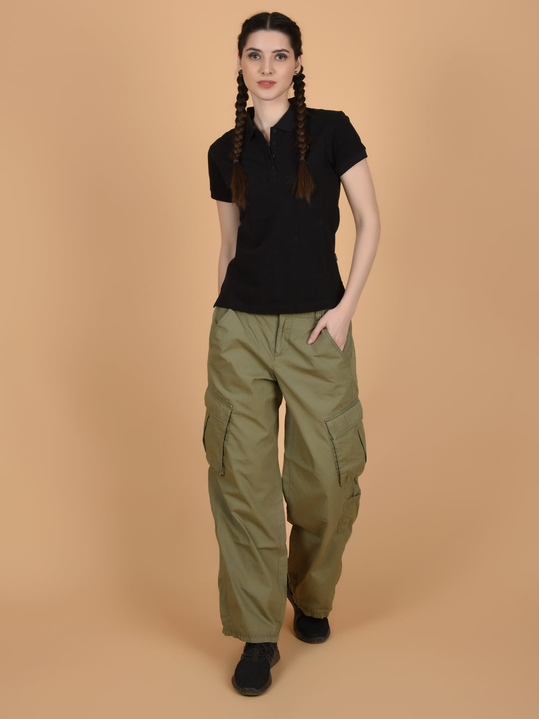 Flawless Women Black Bum Organic Polo T-Shirt Being Flawless