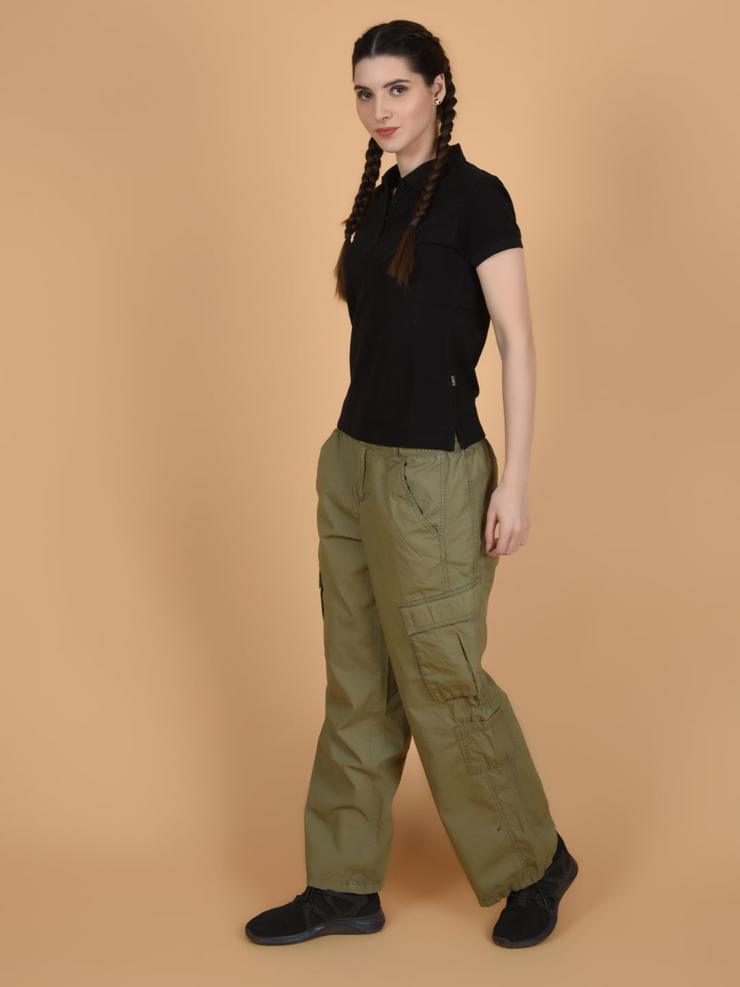 Flawless Women Black Bum Organic Polo T-Shirt Being Flawless