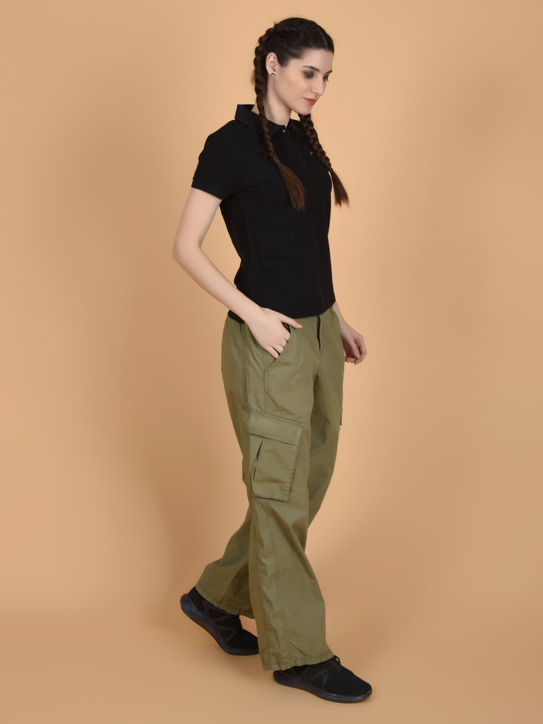 Flawless Women Black Bum Organic Polo T-Shirt Being Flawless