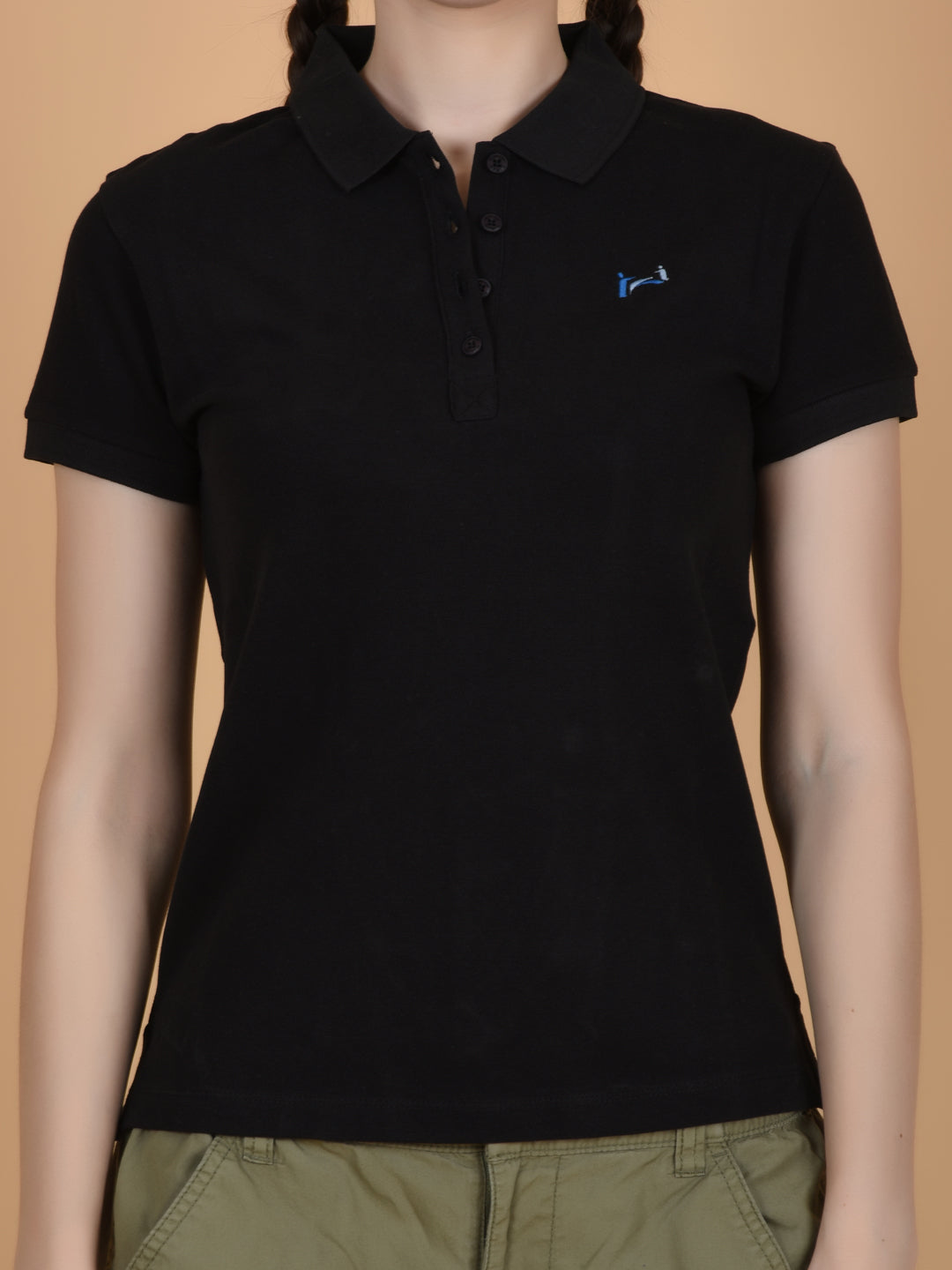 Flawless Women Black Bum Organic Polo T-Shirt Being Flawless
