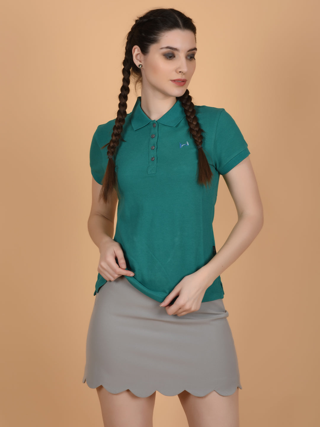 Flawless Women Organic Green Grasp Polo T-Shirt