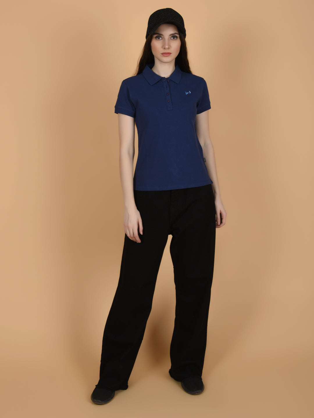Flawless Women Organic Navy Polo T-Shirt Being Flawless