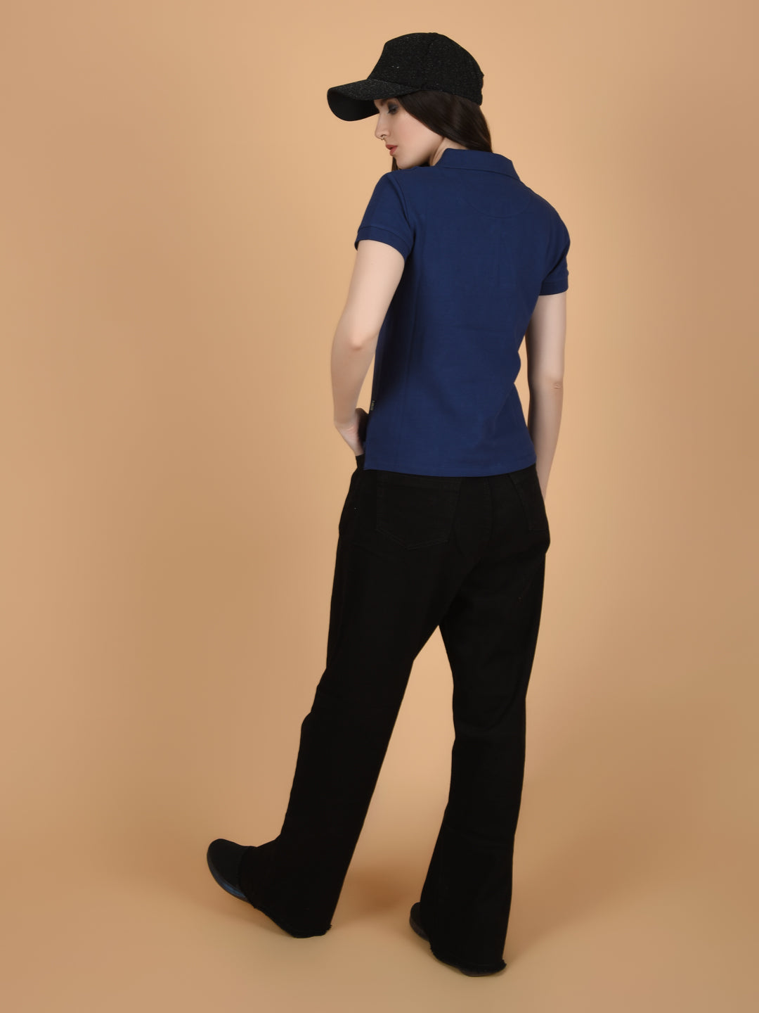 Flawless Women Organic Navy Polo T-Shirt Being Flawless