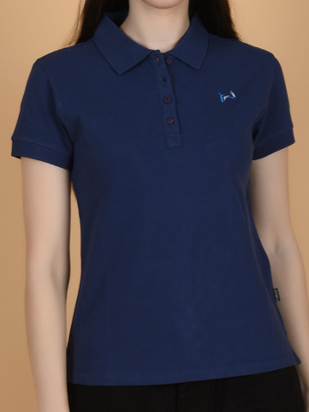 Flawless Women Organic Navy Polo T-Shirt Being Flawless