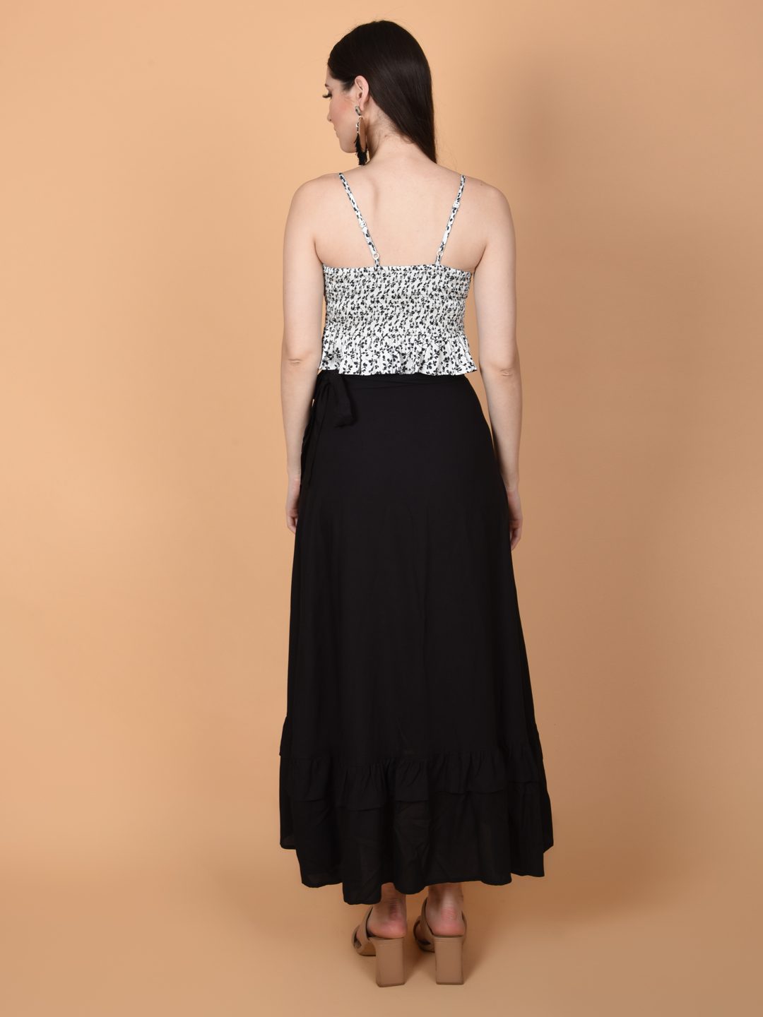 Flawlesss Women Stylish and Versatile FashionBlack Wrap Around Tie Knot Skirt Being Flawless
