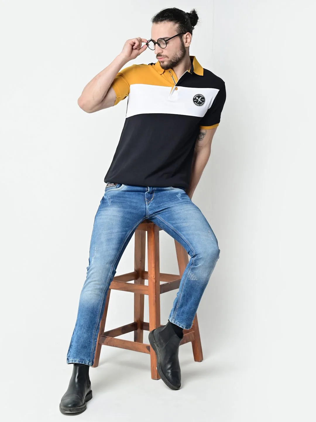 Flawless Men Organic Trio Mustard Polo T-Shirt