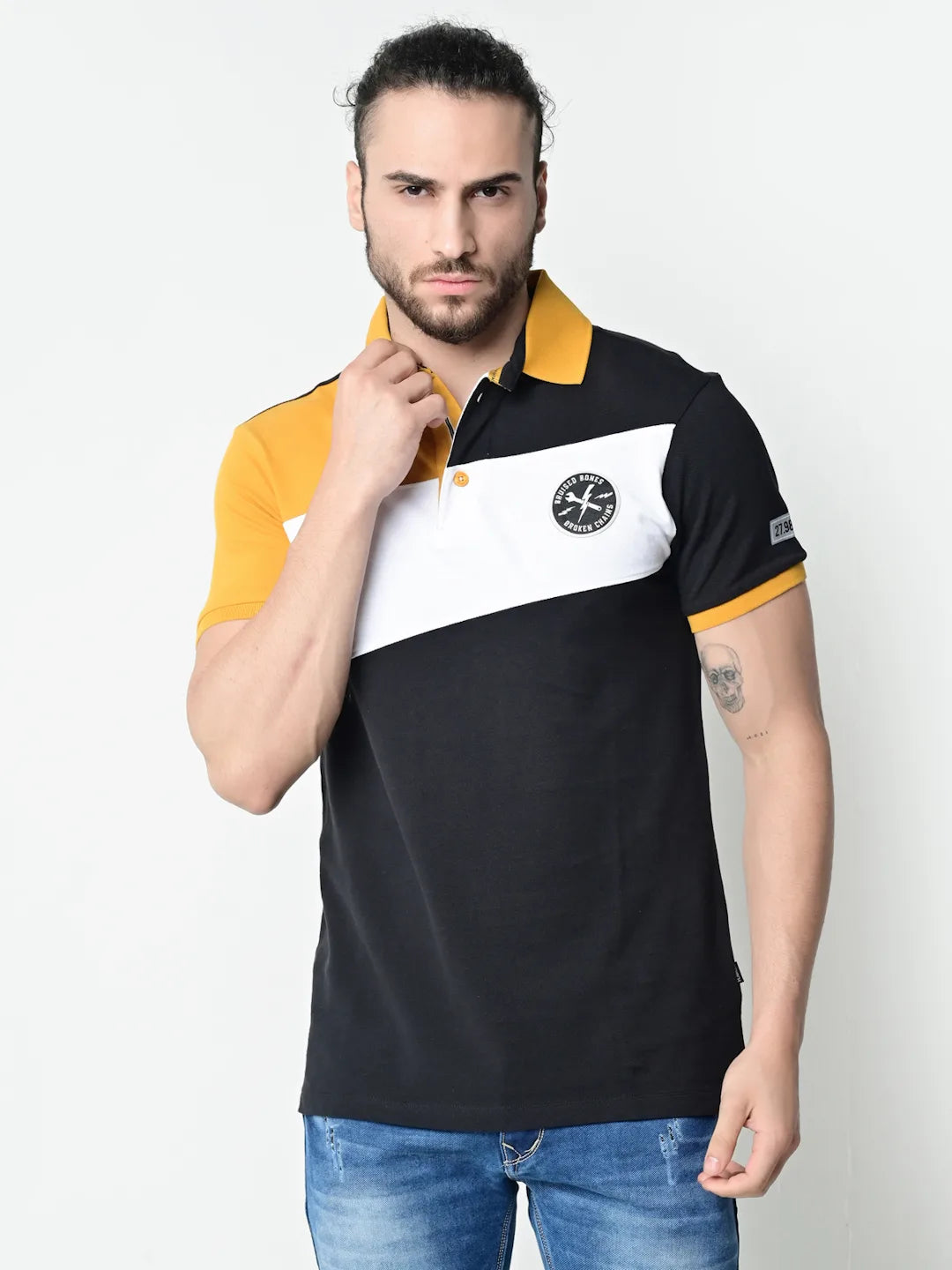 Flawless Men Organic Trio Mustard Polo T-Shirt