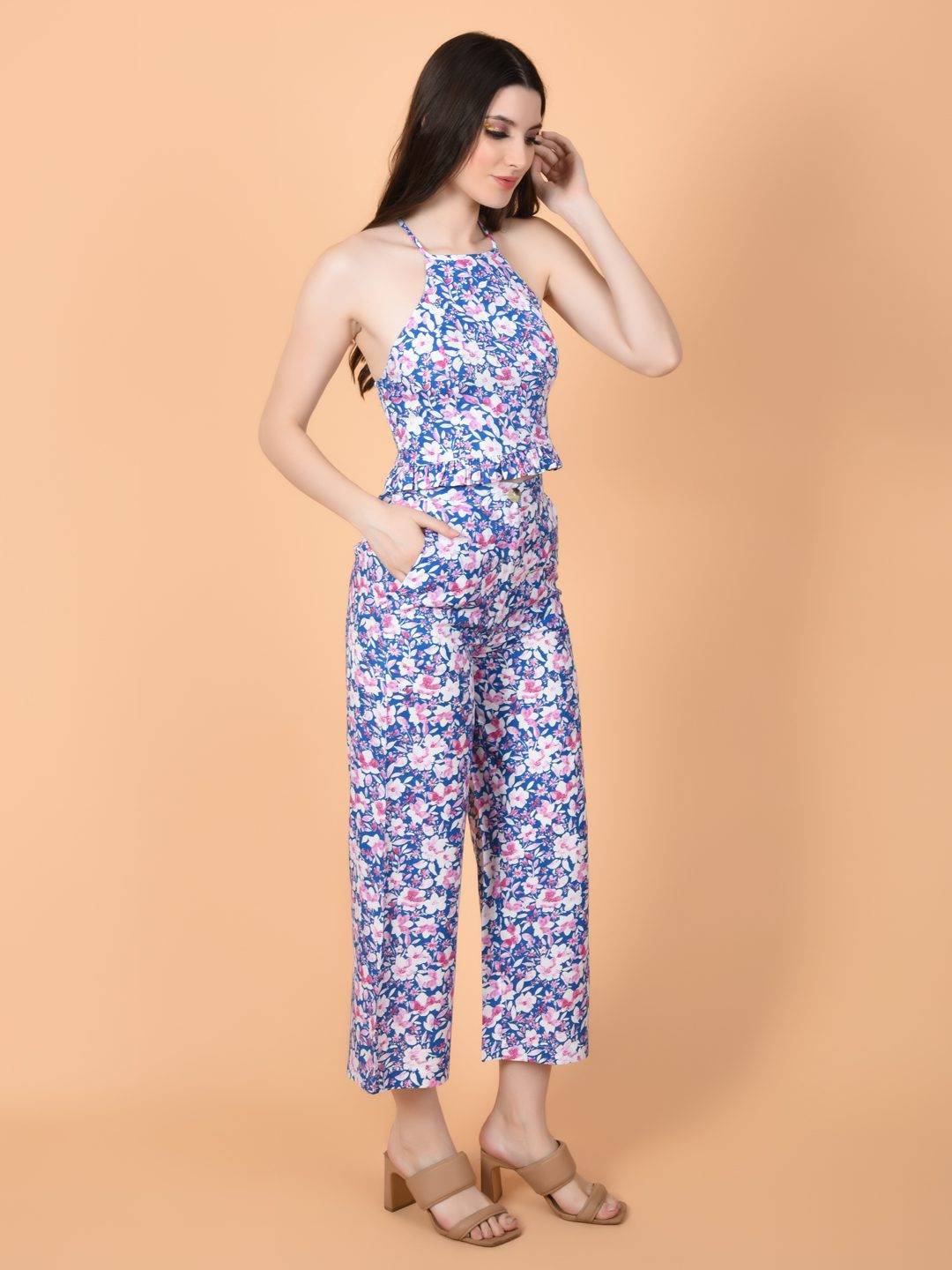 Flawless Blue Floral Women Co-Ord Set | HAILY