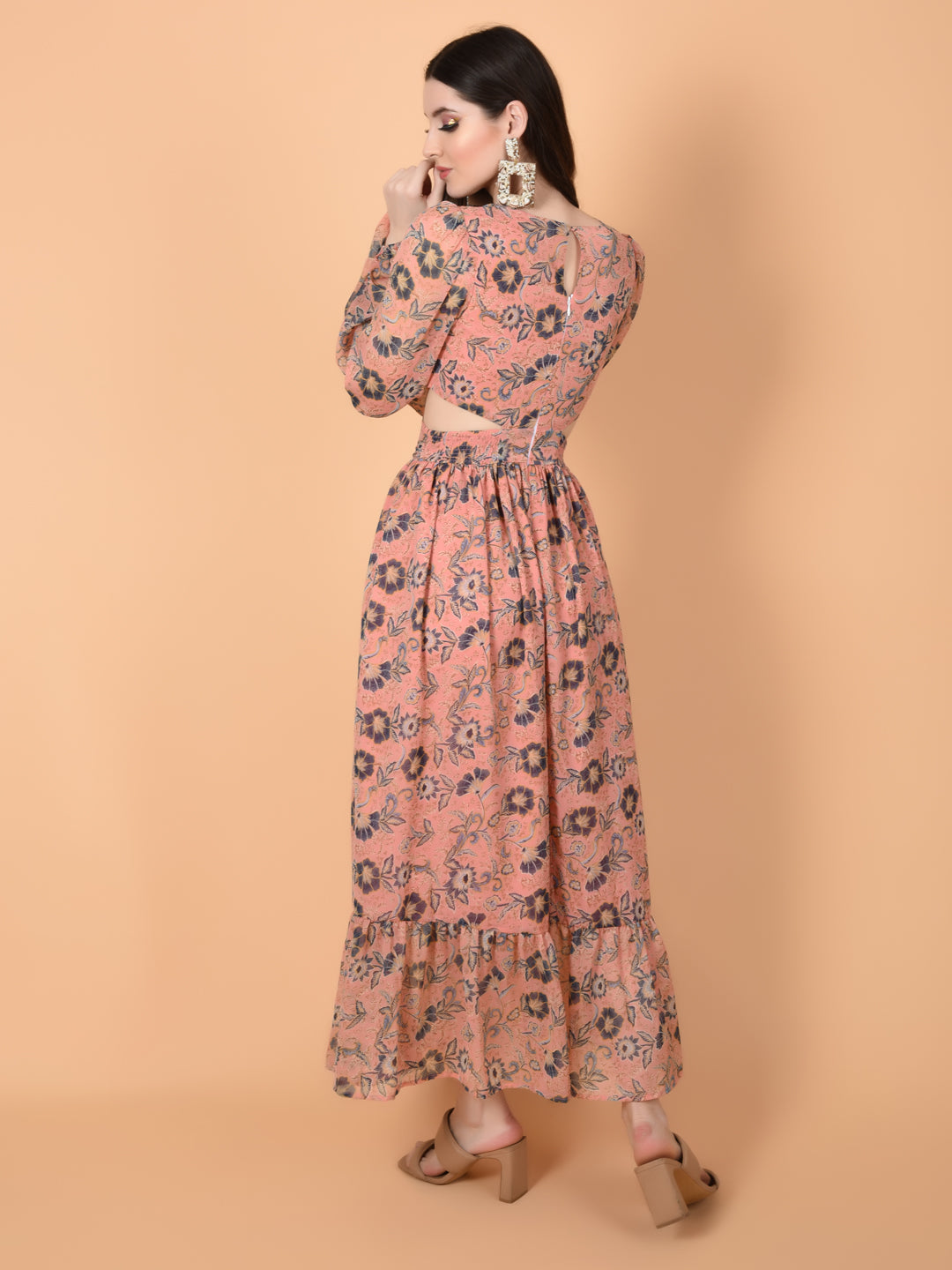 Flawless Women Pink Printed Cut Out Dress | MONICA Being Flawless