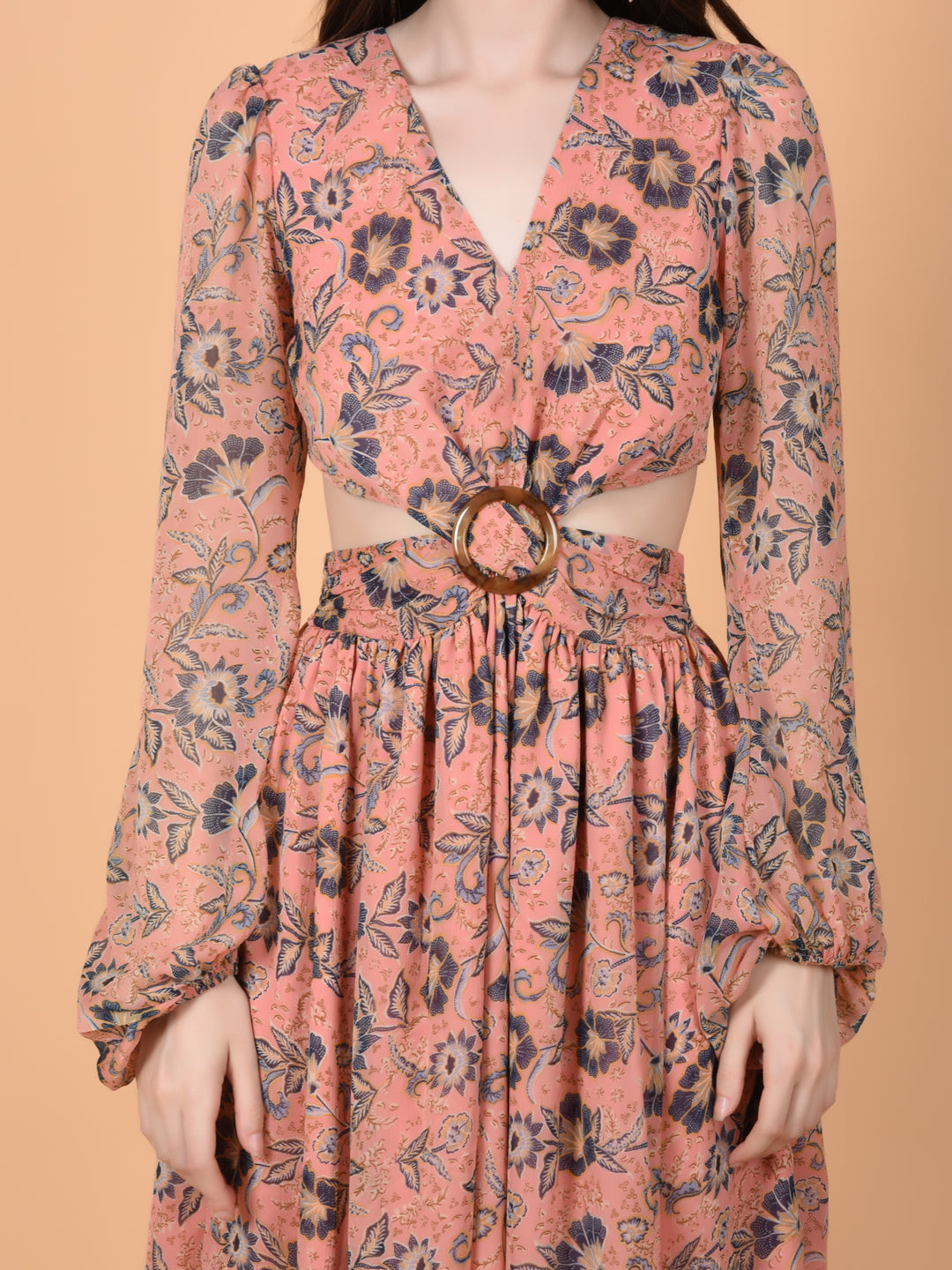 Flawless Women Pink Printed Cut Out Dress | MONICA Being Flawless