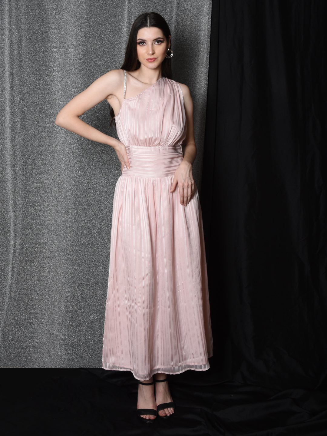 Flawless Women One Shoulder Pink Maxi Dress | BONNIE Being Flawless