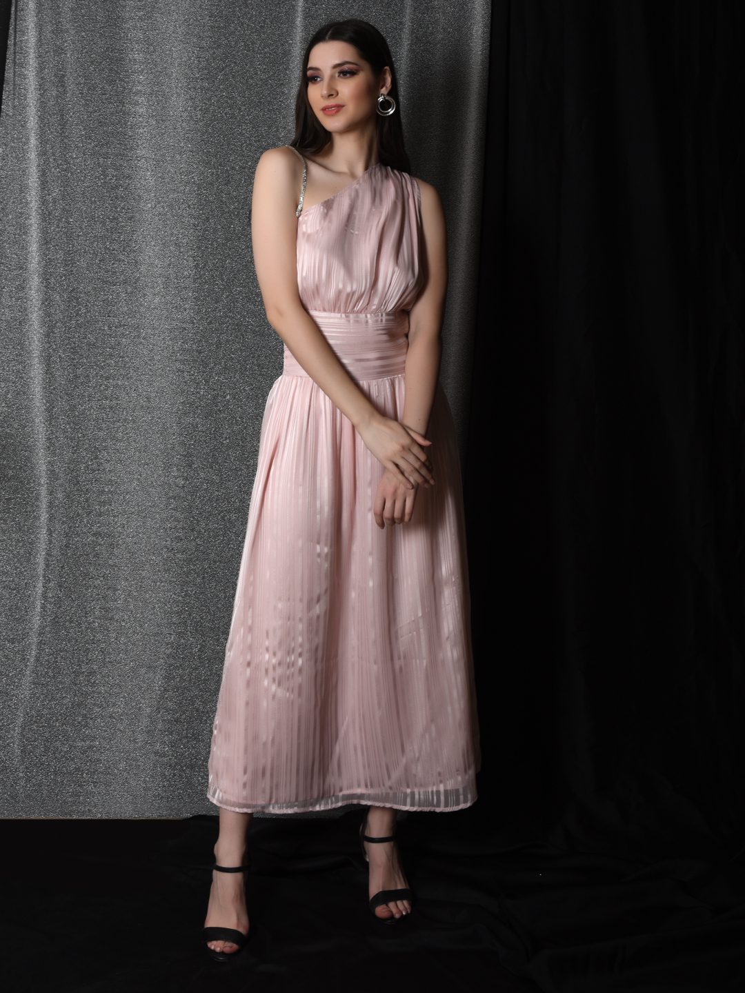 Flawless Women One Shoulder Pink Maxi Dress | BONNIE Being Flawless