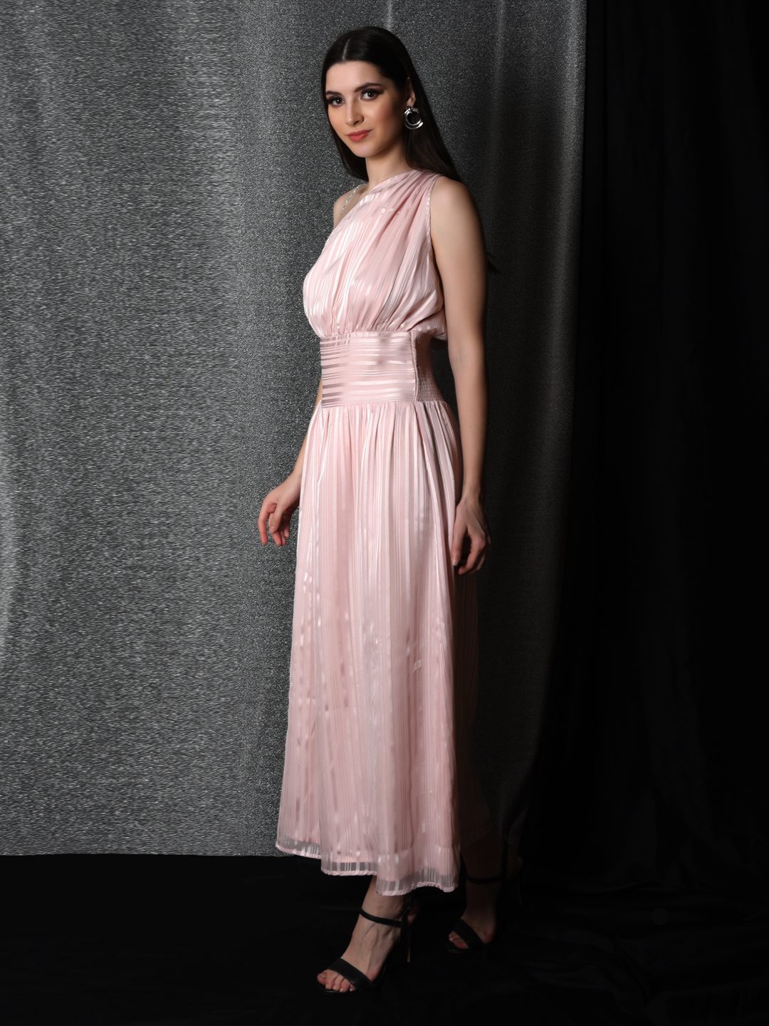 Flawless Women One Shoulder Pink Maxi Dress | BONNIE Being Flawless