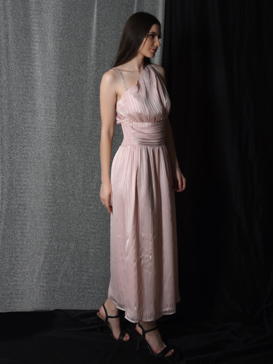 Flawless Women One Shoulder Pink Maxi Dress | BONNIE Being Flawless