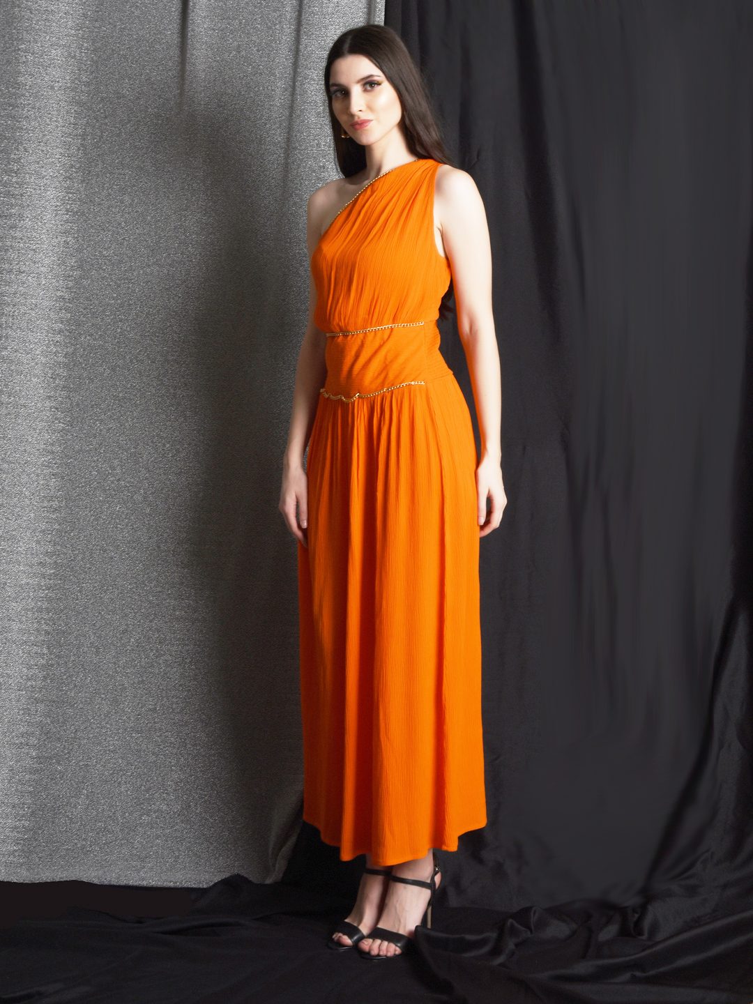 Women One Shoulder A-Line Maxi Dress-KALPENI Being Flawless