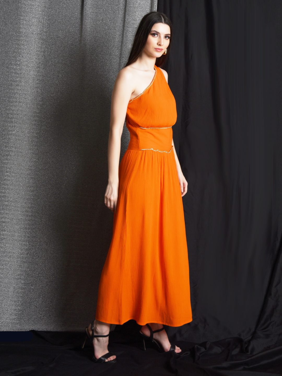 Women One Shoulder A-Line Maxi Dress-KALPENI Being Flawless