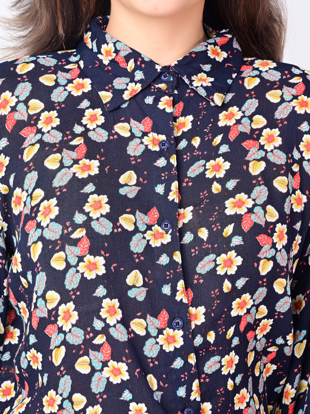 Flawless Women Floral Top via Shirt Style in Black Being Flawless