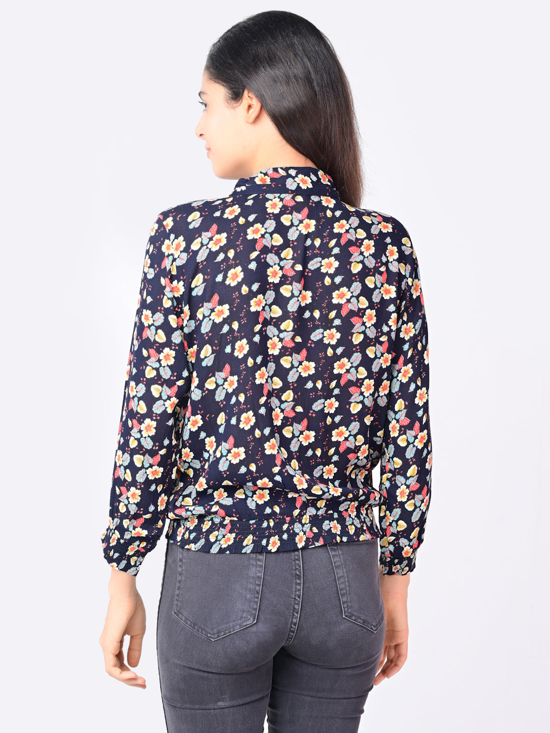 Flawless Women Floral Top via Shirt Style in Black Being Flawless