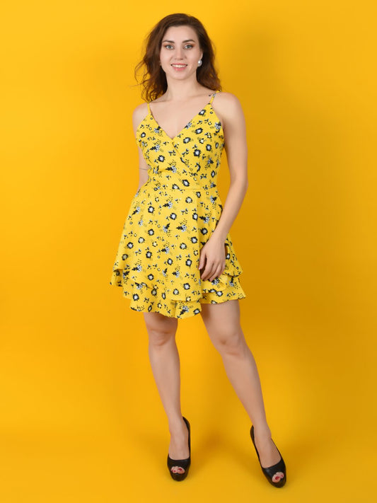 Flawless Yellow Beach Mini Jumpsuit For Women | LUNA Being Flawless
