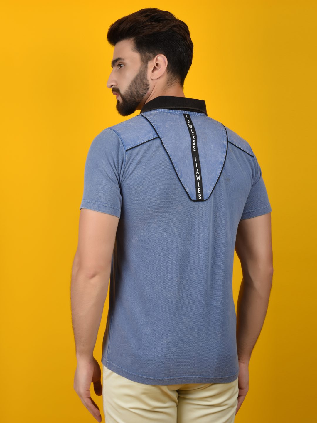 Flawless Men Blue Polo T-Shirt | 100% Cotton Pique | VINTAGE IRIS Being Flawless