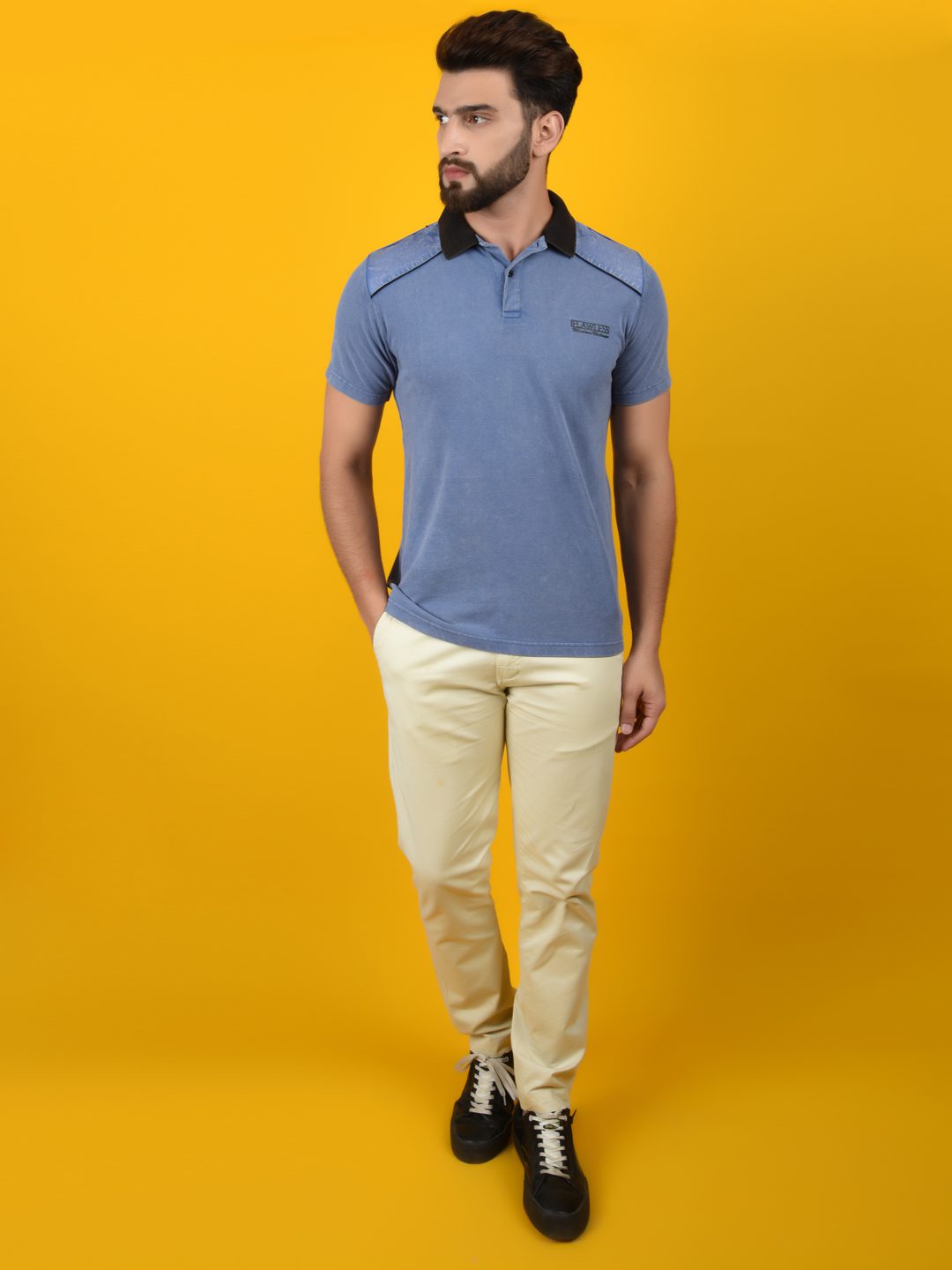 Flawless Men Blue Polo T-Shirt | 100% Cotton Pique | VINTAGE IRIS Being Flawless