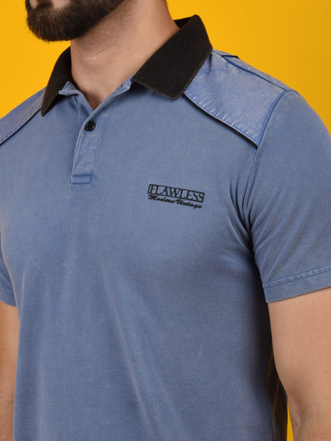 Flawless Men Blue Polo T-Shirt | 100% Cotton Pique | VINTAGE IRIS Being Flawless