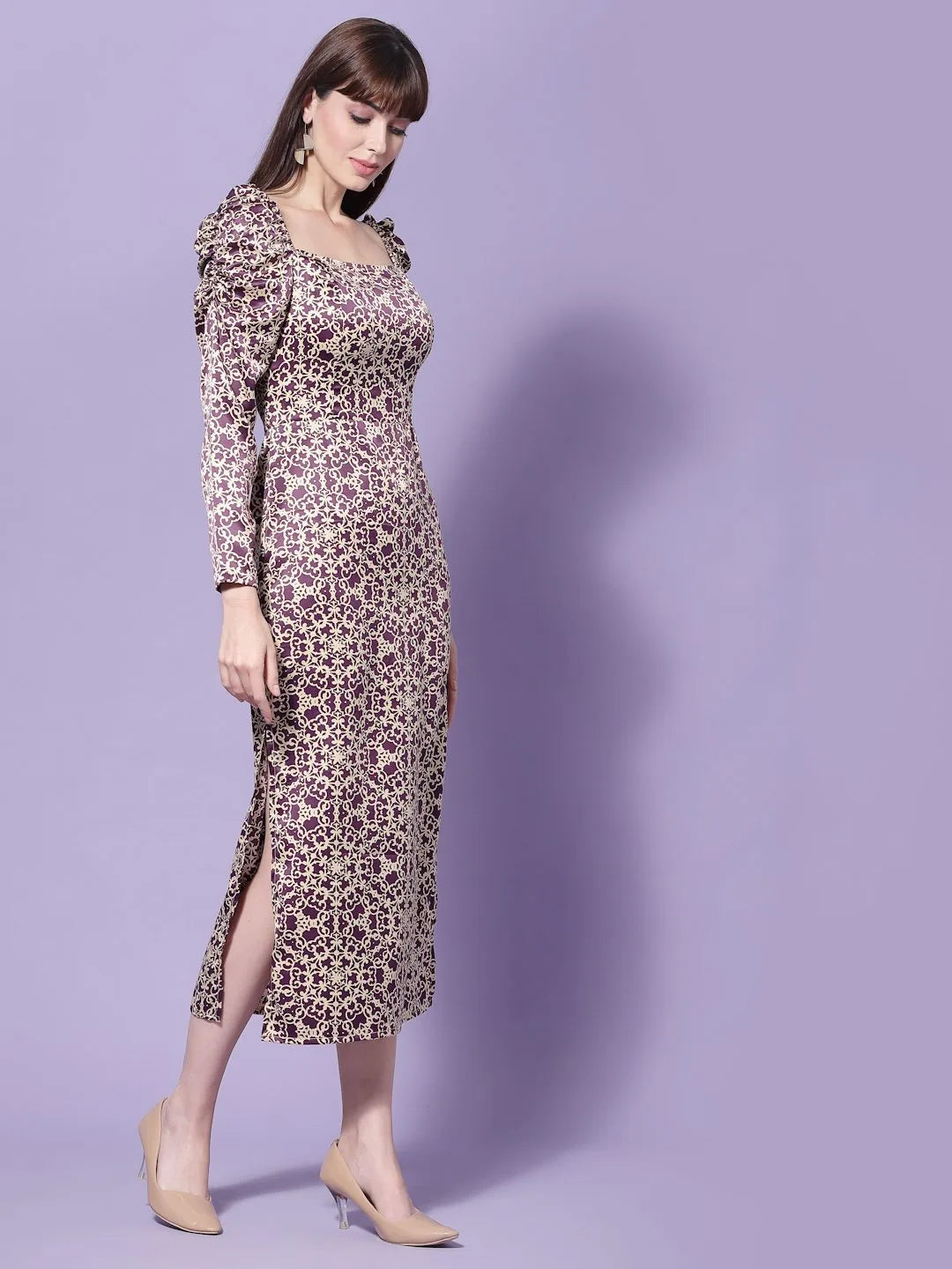 Flawless Women Printed Satin Maxi Dress | CICELY