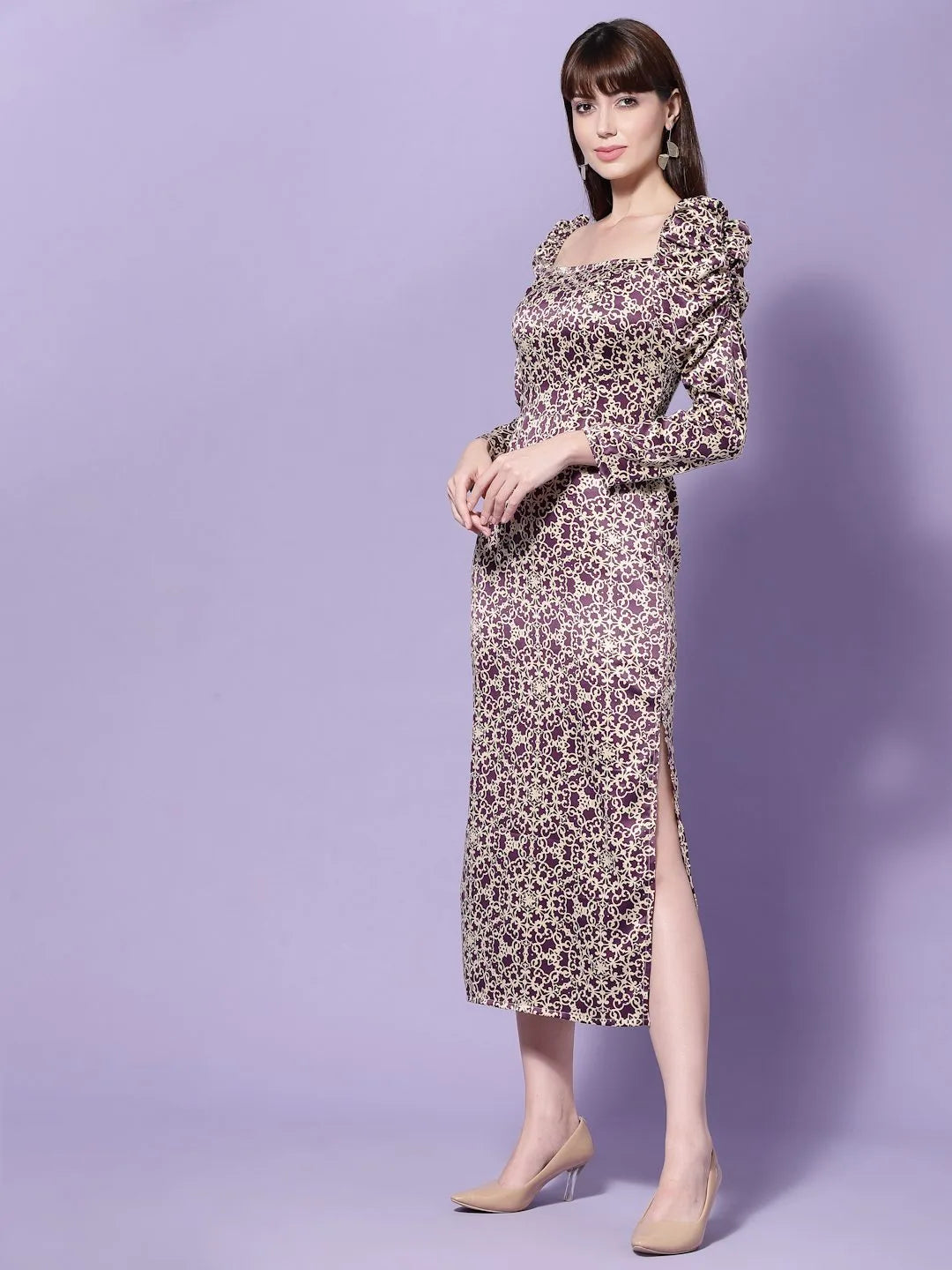 Flawless Women Printed Satin Maxi Dress | CICELY