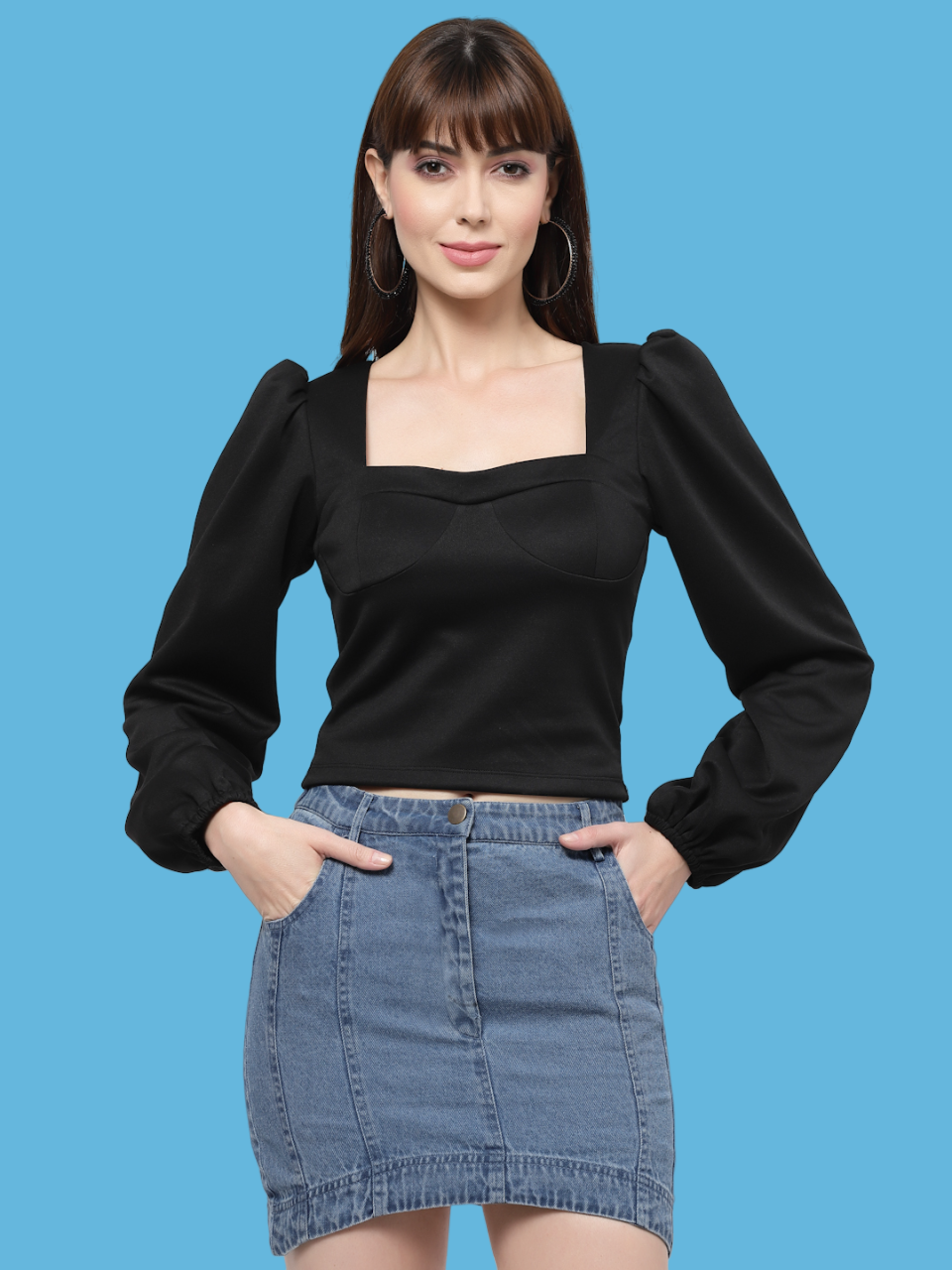 Flawless Letest Women Party Wear Black Crop Top MOON Being Flawless