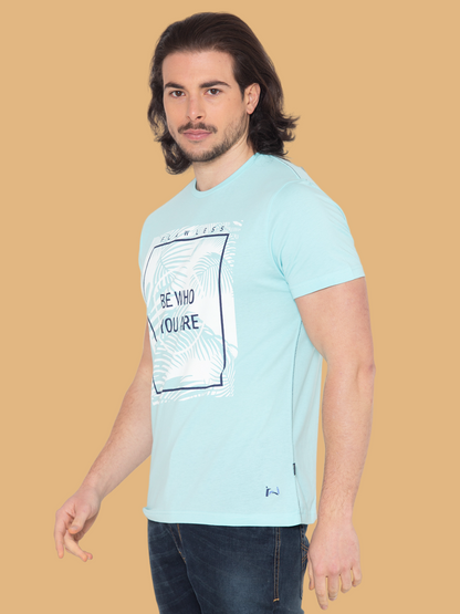 Flawless Men Blue Printed T-Shirt Being Flawless