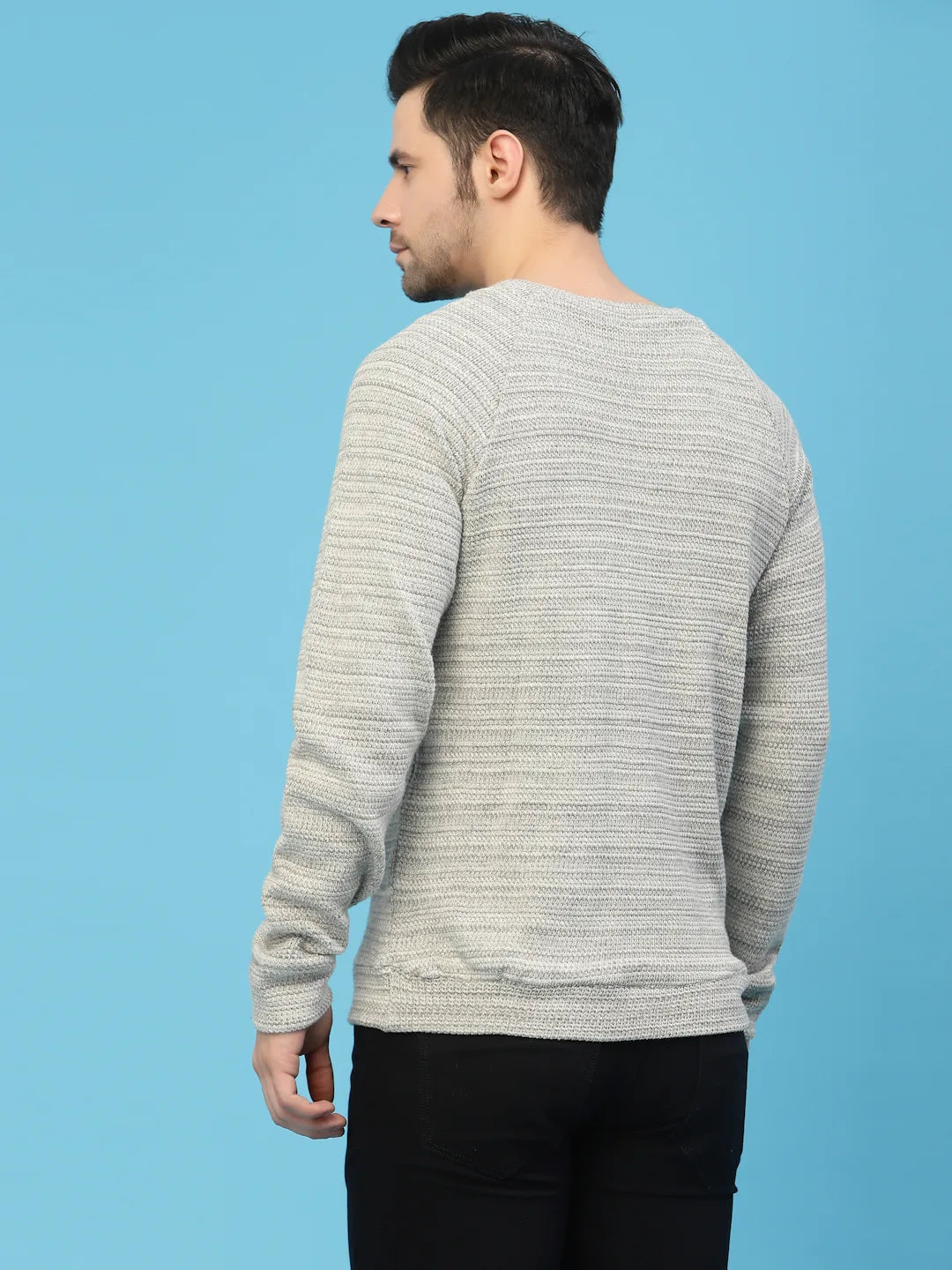 Flawless Men Grey Knitted Sweater Being Flawless
